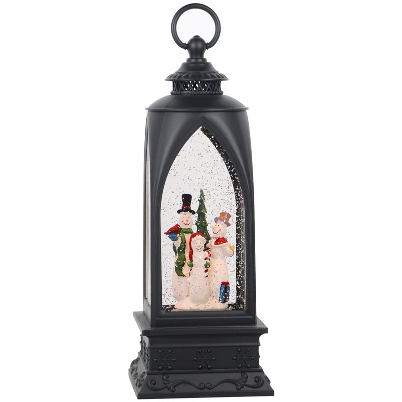 Eldnacele 12  Christmas Snow Globe Lantern Snowman with Music & Timer  USB Lined/Battery Operated Lighted Water Glittering Lantern for Christmas Festival Decoration Gifts - Snowman - Image 1